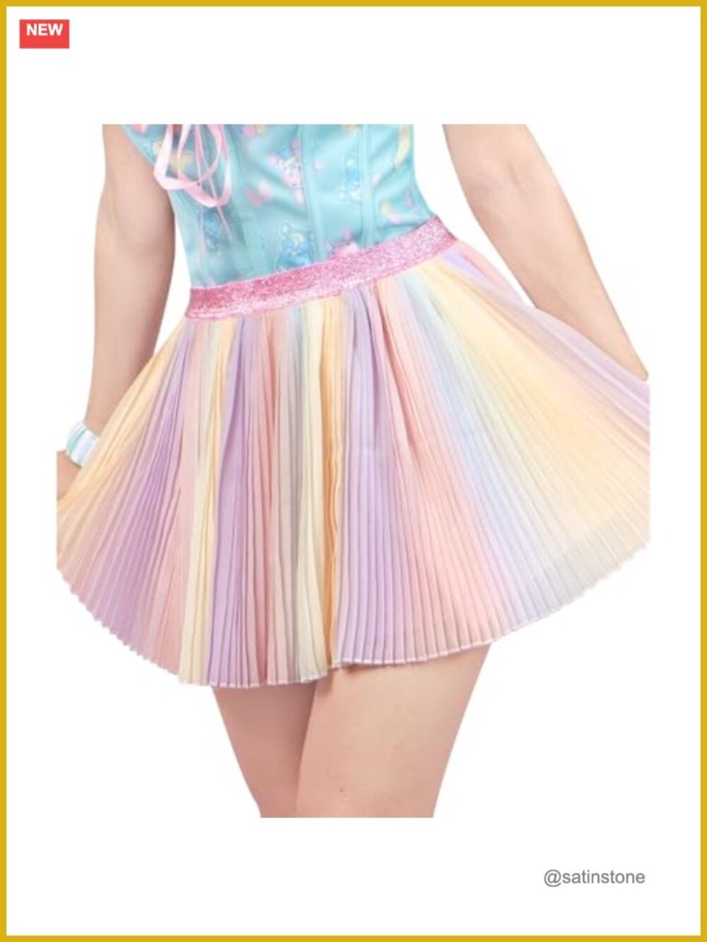 Women's Rainbow Pleated Skirt, Chiffon Tulle Puffy Petticoat, Wrinkle-Resistant